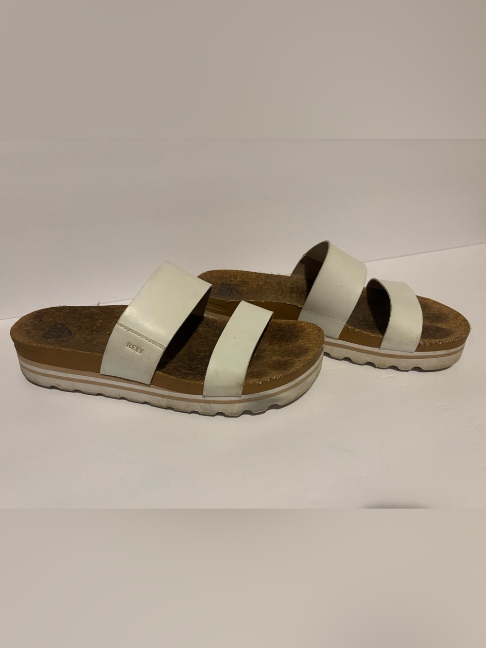 Reef Women’s White Double-Strap Platform Slide Sandals